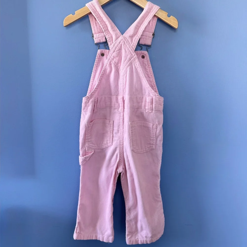 Vintage Carters Pink Corduroy Floral Embroidered Overalls 18 Months Bibs